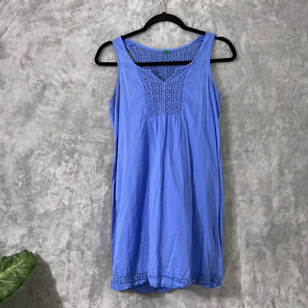 UNITED COLORS OF BENETTON sleeveless Tank Top crochet details women’s M Blue